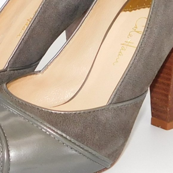Cole Haan Nike Air Grey Suede/Leather Block Heels - Picture 5 of 12